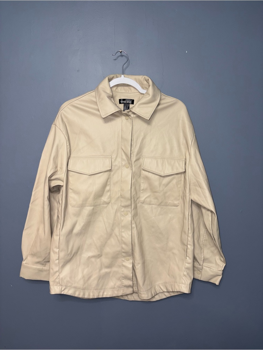 Wet Seal • Cream Pleather Jacket
